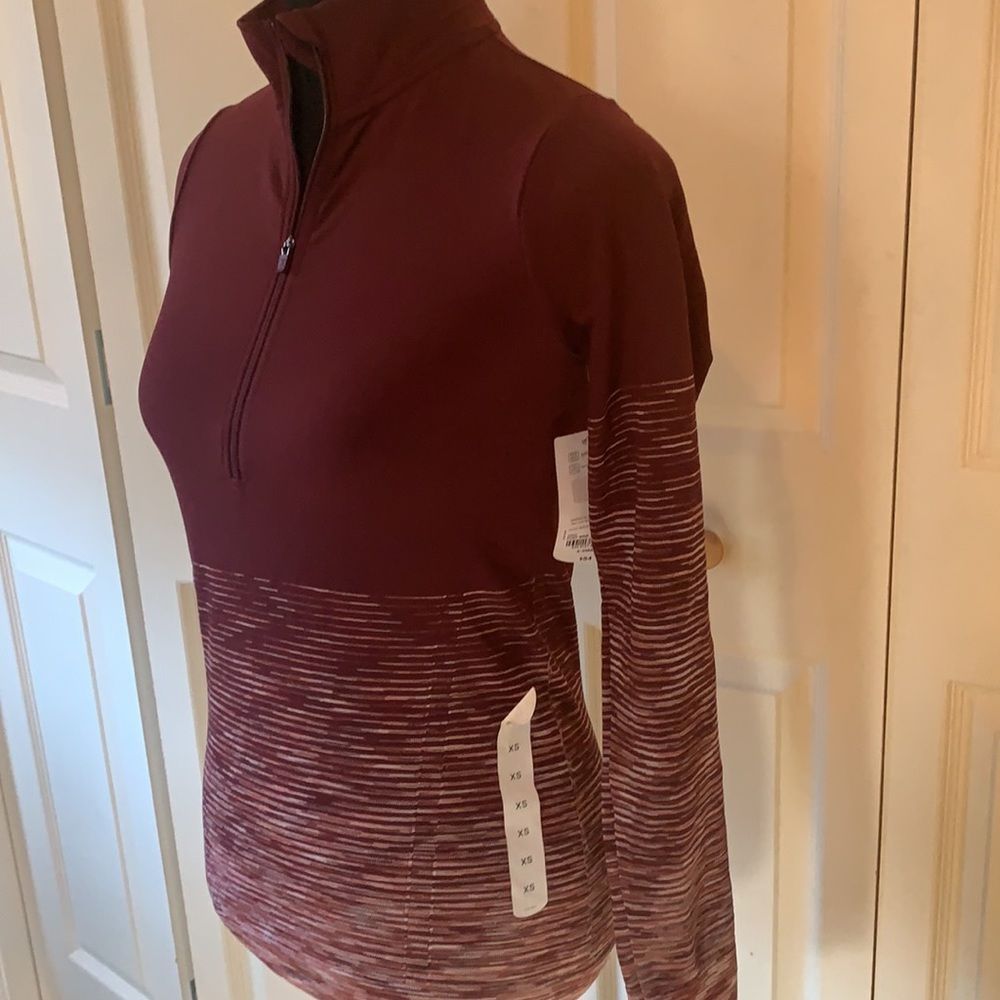 Xersion Half Zip Athletic Top NWT Port Wine Long Sleeve Workout Pullover XS